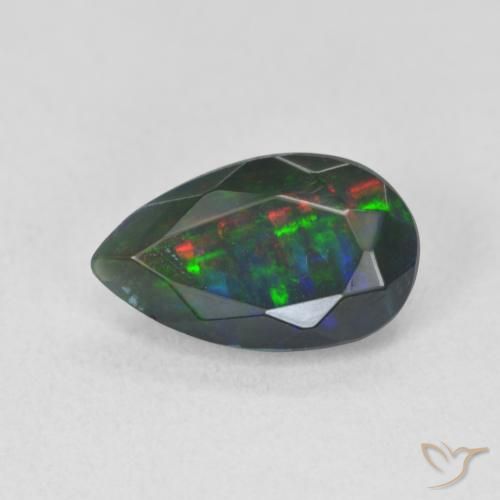 1.15 ct Pear Cut Black Opal, 11.2 x 6.8 mm From Ethiopia, Photo A