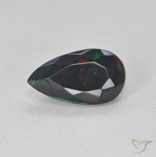 1.05ct Natural Multicolor Black Opal, Pear Shape, Translucent