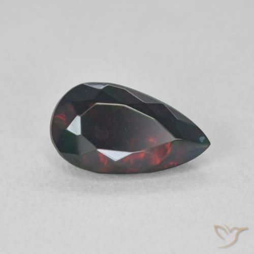 1.05 ct Multicolor Black Opal Stone, Natural Black Opal in Pear Facet Shape for Sale