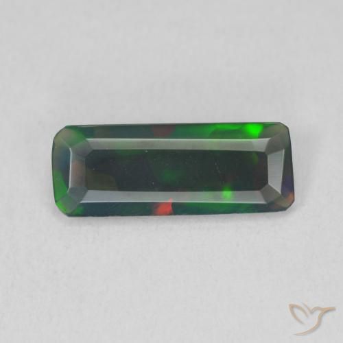 0,85 ct schwarzer Opal im Achteckschliff, 13,1 x 5 mm aus Äthiopien, Photo A
