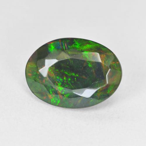 2,05 ct schwarzer Opal im Ovalschliff, 12,4 x 9 mm aus Äthiopien, Photo A
