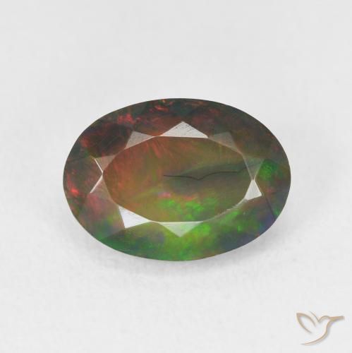 2,14 ct schwarzer Opal im Ovalschliff, 11,7 x 8,3 mm aus Äthiopien, Photo A
