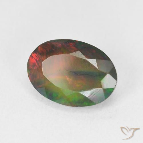 2.14 ct Multicolor Black Opal Stone, Natural Black Opal in Oval Facet Shape for Sale