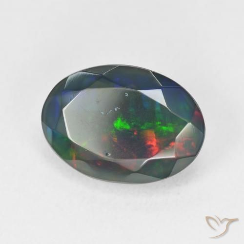 2.94 ct Multicolor Black Opal Stone, Natural Black Opal in Oval Facet Shape for Sale