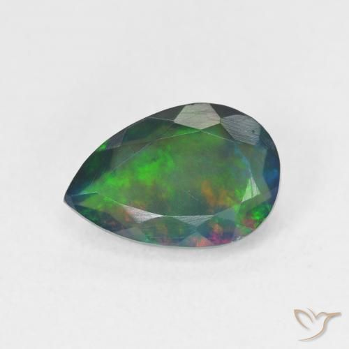 1,48 ct schwarzer Opal im Birnenschliff, 11,1 x 7,4 mm aus Äthiopien, Photo A