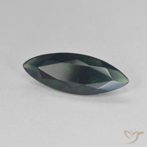 1.45 ct Multicolor Black Opal Stone, Natural Black Opal in Marquise Facet Shape for Sale