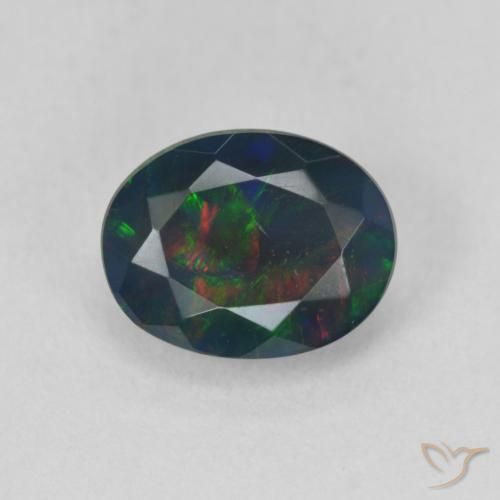 1.35 ct Oval Cut Black Opal, 9.4 x 7.3 mm From Ethiopia, Photo A