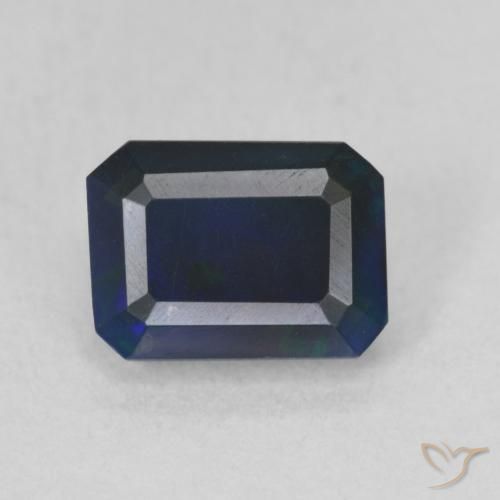 1.03ct Natural Multicolor Black Opal, Emerald Cut, Translucent