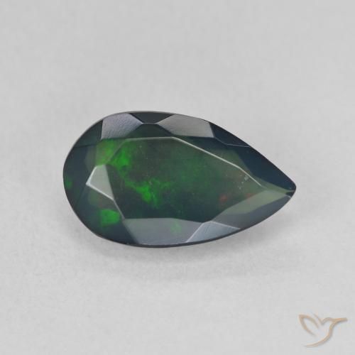 1.12 ct Multicolor Black Opal Stone, Natural Black Opal in Pear Facet Shape for Sale