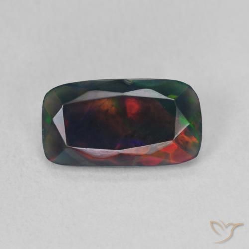 1 ct schwarzer Opal im Kissenschliff, 11,1 x 6,1 mm aus Äthiopien, Photo A