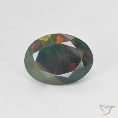1.09ct Natural Multicolor Black Opal, Oval, Translucent