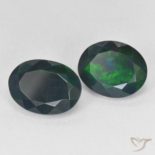 3.88 ctw Multicolor Black Opal Stones, Natural Black Opal in Oval Facet Shape for Sale
