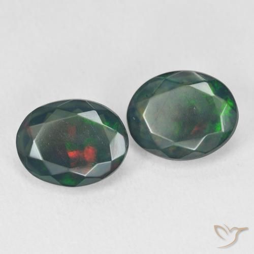 2.67 ctw Multicolor Black Opal Stones, Natural Black Opal in Oval Facet Shape for Sale