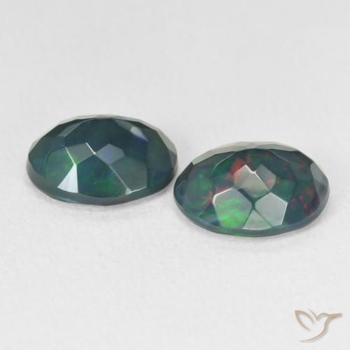 Black Opal Gemstones in 10 x 8 mm (calibrated) Size for Sale, Black Opal Stones in Multicolor Color