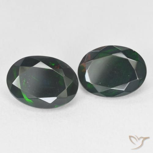 3.63 ctw Multicolor Black Opal Stones, Natural Black Opal in Oval Facet Shape for Sale