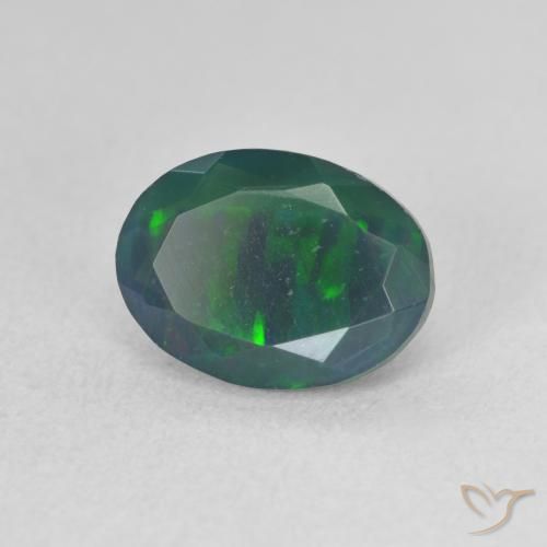 1.31 ct Multicolor Black Opal Stone, Natural Black Opal in Oval Facet Shape for Sale
