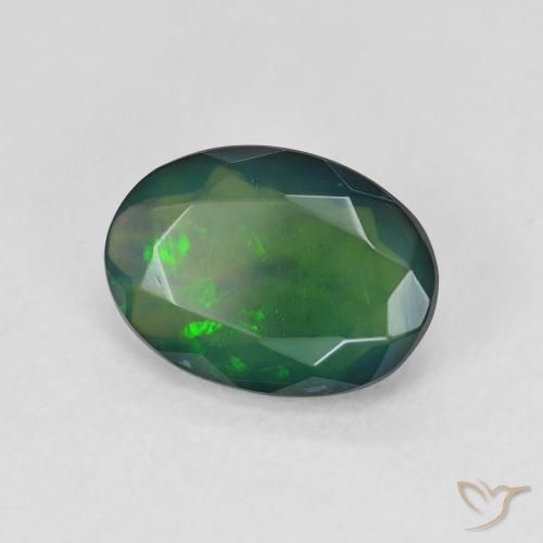1.42 ct Multicolor Black Opal Stone, Natural Black Opal in Oval Facet Shape for Sale