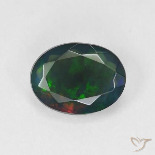 Opale noire de coupe ovale en vrac de 1,46 ct, 10,3 x 7,8 mm d'Éthiopie, Photo A