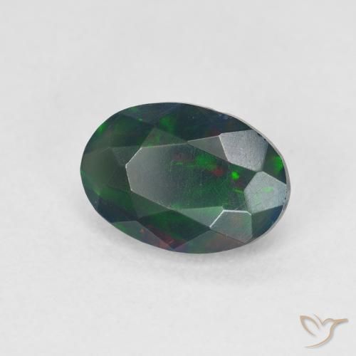 0.86 ct Multicolor Black Opal Stone, Natural Black Opal in Oval Facet Shape for Sale