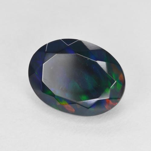 3.02 ct Multicolor Black Opal Stone, Natural Black Opal in Oval Facet Shape for Sale