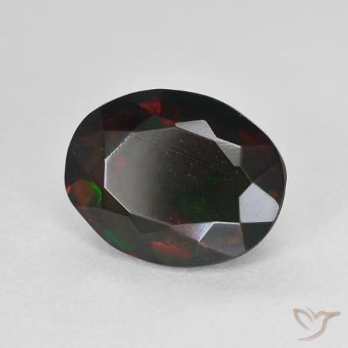 2.40 ct Multicolor Black Opal Stone, Natural Black Opal in Oval Facet Shape for Sale