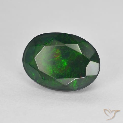 2.67 ct Multicolor Black Opal Stone, Natural Black Opal in Oval Facet Shape for Sale