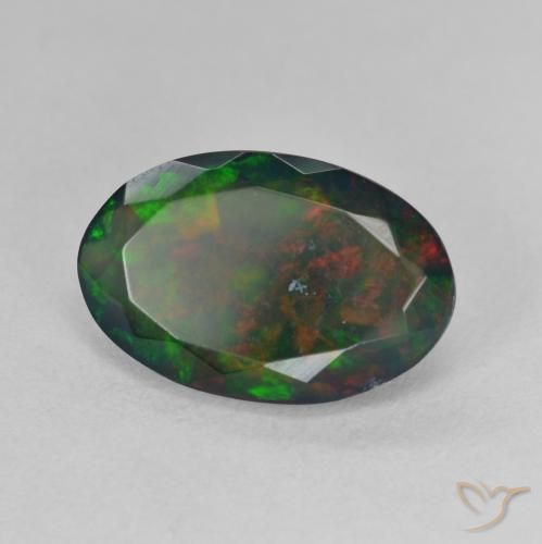 2.42 ct Multicolor Black Opal Stone, Natural Black Opal in Oval Facet Shape for Sale