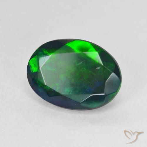 2.87 ct Multicolor Black Opal Stone, Natural Black Opal in Oval Facet Shape for Sale