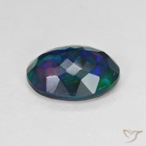Black Opal Gemstone in 13 x 9.5 mm Size for Sale, Black Opal Stone in Multicolor Color