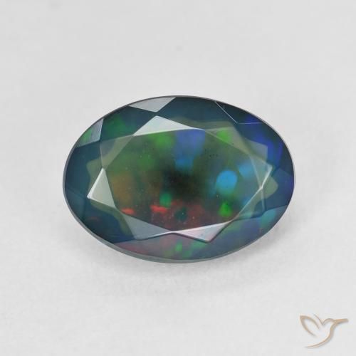 1.90ct Natural Multicolor Black Opal, Oval, Translucent