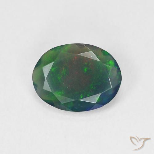 0.88ct Natural Multicolor Black Opal, Oval, Translucent