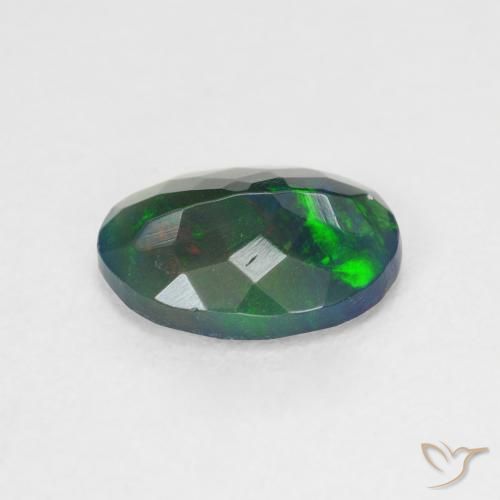 Black Opal Gemstone in 9 x 7 mm (calibrated) Size for Sale, Black Opal Stone in Multicolor Color