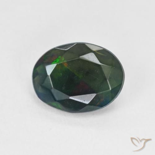 1.36ct Natural Multicolor Black Opal, Oval, Translucent