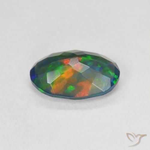 Black Opal Gemstone in 9.6 x 6.3 mm Size for Sale, Black Opal Stone in Multicolor Color