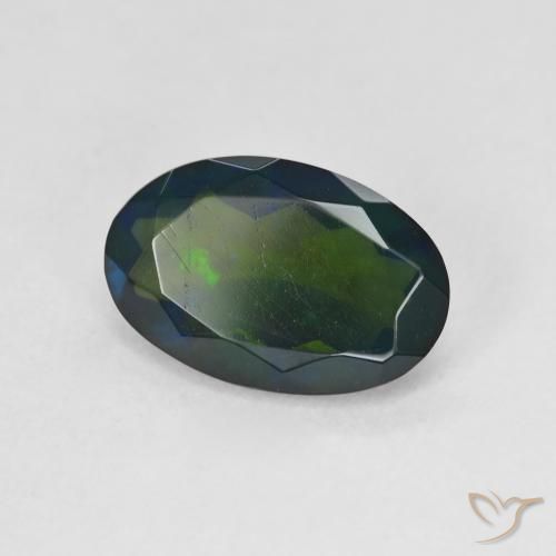 1.64 ct Multicolor Black Opal Stone, Natural Black Opal in Oval Facet Shape for Sale