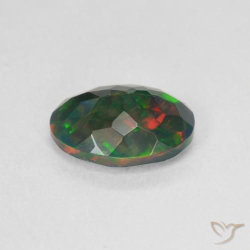 Black Opal Gemstone in 10 x 7 mm (calibrated) Size for Sale, Black Opal Stone in Multicolor Color