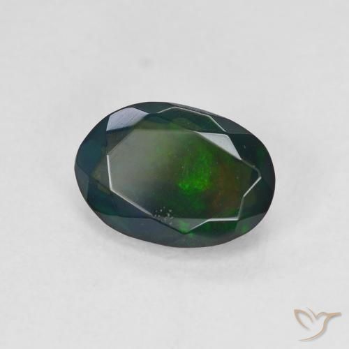 1.22 ct Multicolor Black Opal Stone, Natural Black Opal in Oval Facet Shape for Sale