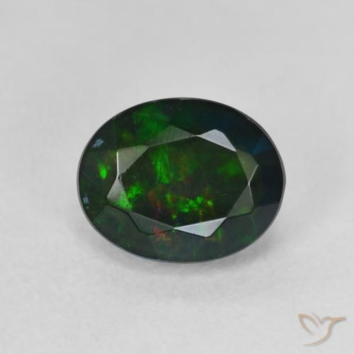 1.39ct Natural Multicolor Black Opal, Oval, Translucent