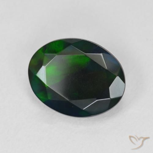 2.07 ct Multicolor Black Opal Stone, Natural Black Opal in Oval Facet Shape for Sale