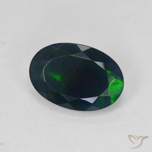 2.04 ct Multicolor Black Opal Stone, Natural Black Opal in Oval Facet Shape for Sale