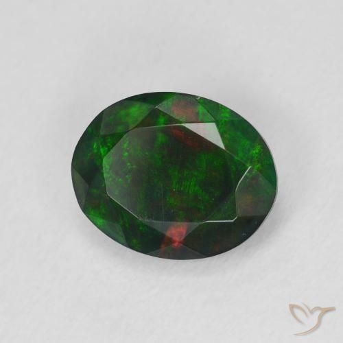 1.25 ct Multicolor Black Opal Stone, Natural Black Opal in Oval Facet Shape for Sale