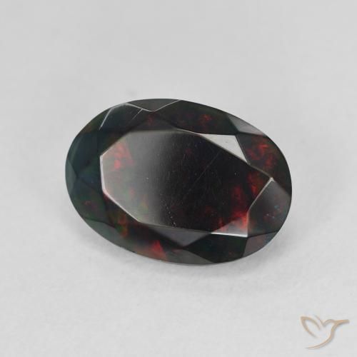2.23 ct Multicolor Black Opal Stone, Natural Black Opal in Oval Facet Shape for Sale
