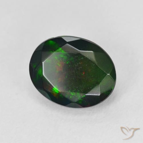 1.72 ct Multicolor Black Opal Stone, Natural Black Opal in Oval Facet Shape for Sale
