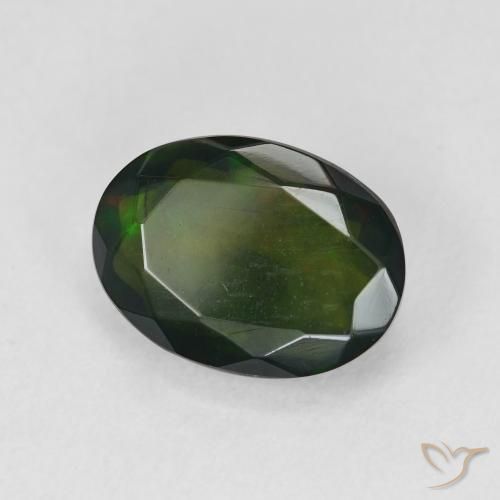 2.75 ct Multicolor Black Opal Stone, Natural Black Opal in Oval Facet Shape for Sale