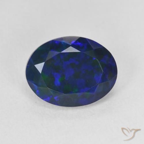2.17 ct Multicolor Black Opal Gemstone, Black Opal Gem in Oval Facet Shape for Sale.