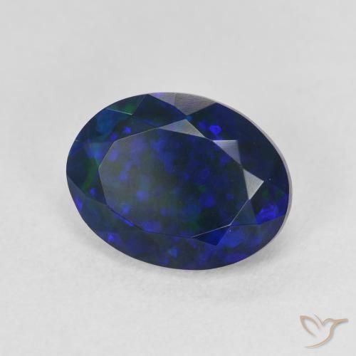 2.17 ct Multicolor Black Opal Stone, Natural Black Opal in Oval Facet Shape for Sale