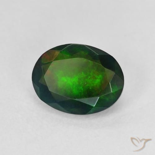 1.34 ct Multicolor Black Opal Stone, Natural Black Opal in Oval Facet Shape for Sale