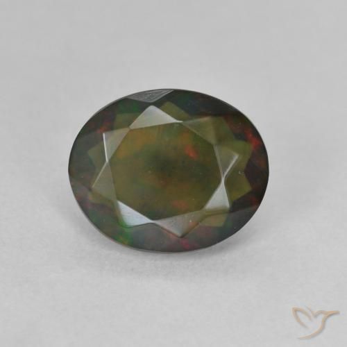 1.24ct Natural Multicolor Black Opal, Oval, Translucent