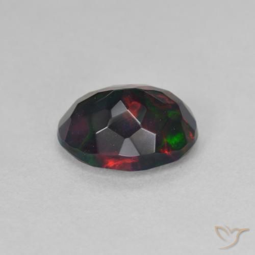 Black Opal Gemstone in 9 x 7 mm (calibrated) Size for Sale, Black Opal Stone in Multicolor Color