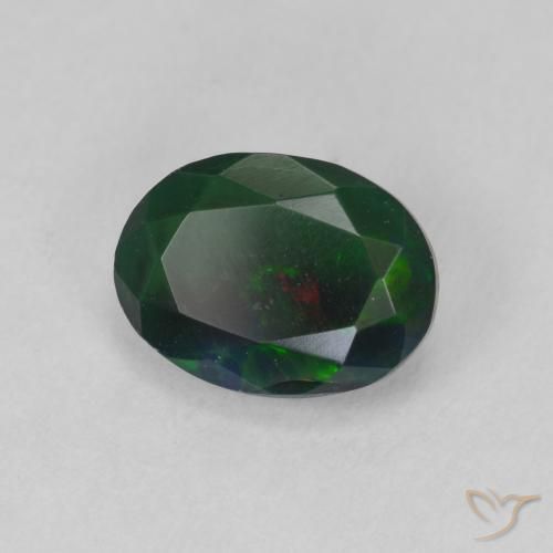 1.29 ct Multicolor Black Opal Stone, Natural Black Opal in Oval Facet Shape for Sale